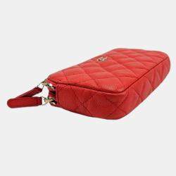 Pre Owned Chanel Caviar Quilted Small Clutch With Chain