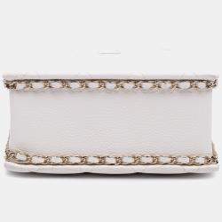 Pre Owned Chanel White Mini Quilted Caviar Cut Out Evening Tote