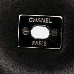 Pre Owned Chanel Burgundy Bicolor Quilted Lambskin Twist Crescent Flap