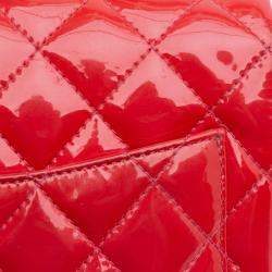 Pre Owned Chanel Red Mini Square Classic Patent Single Flap