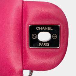 Pre Owned Chanel Red Mini Square Classic Patent Single Flap