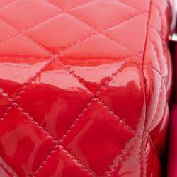 Pre Owned Chanel Red Mini Square Classic Patent Single Flap