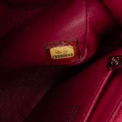 Pre Owned Chanel Red Mini Square Classic Patent Single Flap