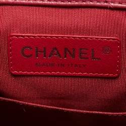 Pre Owned Chanel Dark Pink Chevron Leather Small Gabrielle Backpack