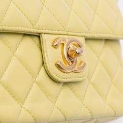 Pre Owned Chanel Green Mini Square Lambskin Casino Royale Charms Single Flap