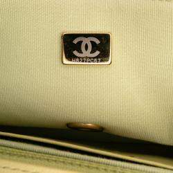 Pre Owned Chanel Green Mini Square Lambskin Casino Royale Charms Single Flap