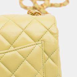 Pre Owned Chanel Green Mini Square Lambskin Casino Royale Charms Single Flap