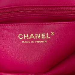 Pre Owned Chanel Pink Mini Rectangular Classic Lambskin Single Flap