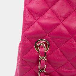 Pre Owned Chanel Pink Mini Rectangular Classic Lambskin Single Flap