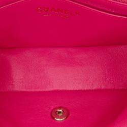 Pre Owned Chanel Pink Mini Rectangular Classic Lambskin Single Flap