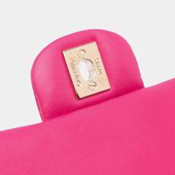 Pre Owned Chanel Pink Mini Rectangular Classic Lambskin Single Flap