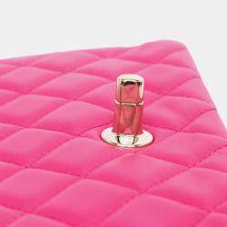 Pre Owned Chanel Pink Mini Rectangular Classic Lambskin Single Flap
