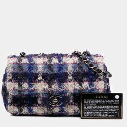 Pre Owned Chanel Blue Mini Rectangular Classic Tweed Single Flap