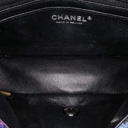 Pre Owned Chanel Blue Mini Rectangular Classic Tweed Single Flap