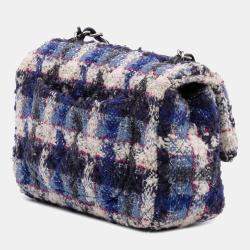 Pre Owned Chanel Blue Mini Rectangular Classic Tweed Single Flap