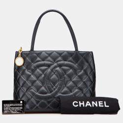 Pre Owned Chanel Black Caviar Medallion Tote