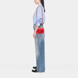 Pre Owned Chanel Red Mini Square Classic Lambskin Single Flap