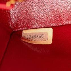 Pre Owned Chanel Red Mini Square Classic Lambskin Single Flap