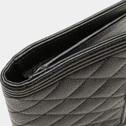 Pre Owned Chanel Black Quilted Caviar Boy Yen Long Wallet