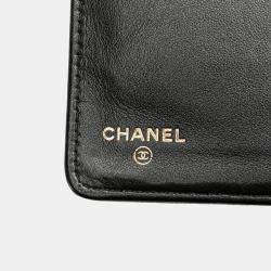 Pre Owned Chanel Black Quilted Caviar Boy Yen Long Wallet