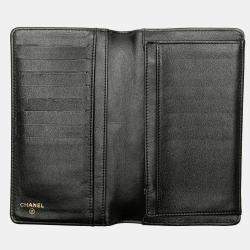 Pre Owned Chanel Black Quilted Caviar Boy Yen Long Wallet