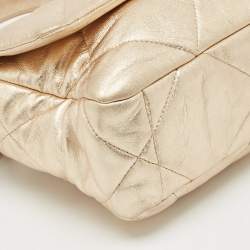 Pre Owned Chanel Gold Quilted Leather Small 19 Flap Bag