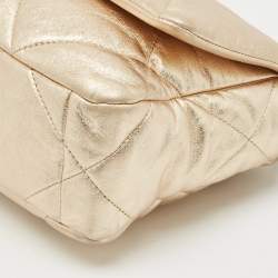 Pre Owned Chanel Gold Quilted Leather Small 19 Flap Bag