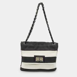 Pre Owned Chanel Black/White Nylon Reissue Flap Shoulder Bag