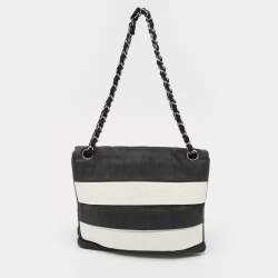 Pre Owned Chanel Black/White Nylon Reissue Flap Shoulder Bag