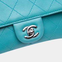 Pre Owned Chanel Blue CC Quilted Calfskin Double Flap