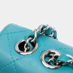 Pre Owned Chanel Blue CC Quilted Calfskin Double Flap