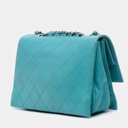 Pre Owned Chanel Blue CC Quilted Calfskin Double Flap