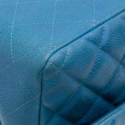Pre Owned Chanel Blue Jumbo Classic Caviar Double Flap