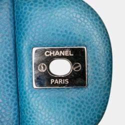Pre Owned Chanel Blue Jumbo Classic Caviar Double Flap