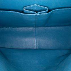 Pre Owned Chanel Blue Jumbo Classic Caviar Double Flap