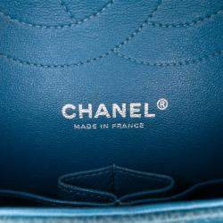 Pre Owned Chanel Blue Jumbo Classic Caviar Double Flap