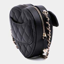 Pre Owned Chanel Black Mini Lambskin CC in Love Heart Crossbody
