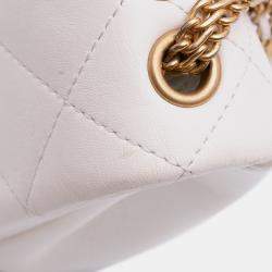 Pre Owned Chanel White Small Quilted Lambskin On And On Chain Flap