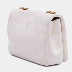 Pre Owned Chanel White Small Quilted Lambskin On And On Chain Flap