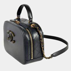 Pre Owned Chanel Vanity Black Lambskin Shoulder Bag