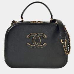 Pre Owned Chanel Vanity Black Lambskin Shoulder Bag