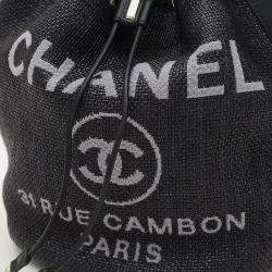 Pre Owned Chanel Deauville Black Raffia Chain Shoulder Bag
