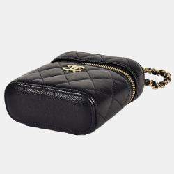 Pre Owned Chanel Vanity Mini Black Leather Shoulder Bag