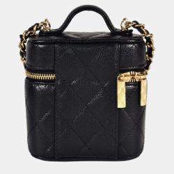 Pre Owned Chanel Vanity Mini Black Leather Shoulder Bag