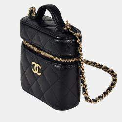 Pre Owned Chanel Vanity Mini Black Leather Shoulder Bag