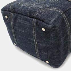 Pre Owned Chanel CC Blue Denim Tote Bag