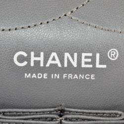 Pre Owned Chanel 2.55 Double Flap Grey Leather Shoulder Bag