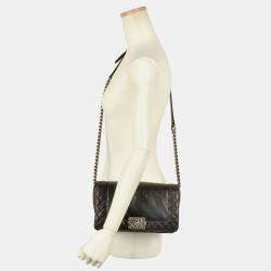 Pre Owned Chanel Boy Black Calfskin Shoulder Bag