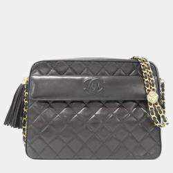 Pre Owned Chanel CC Tassel Black Lambskin Camera Bag