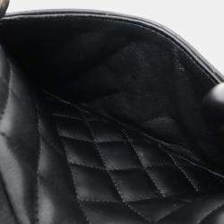 Pre Owned Chanel Cambon Ligne Black Soft Calf Leather Bowling Bag